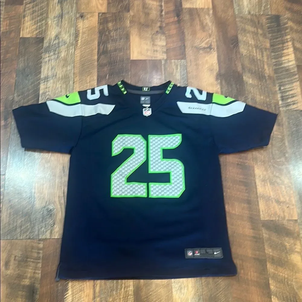 Nike NFL Navy and Lime Jersey 12 (BK4)